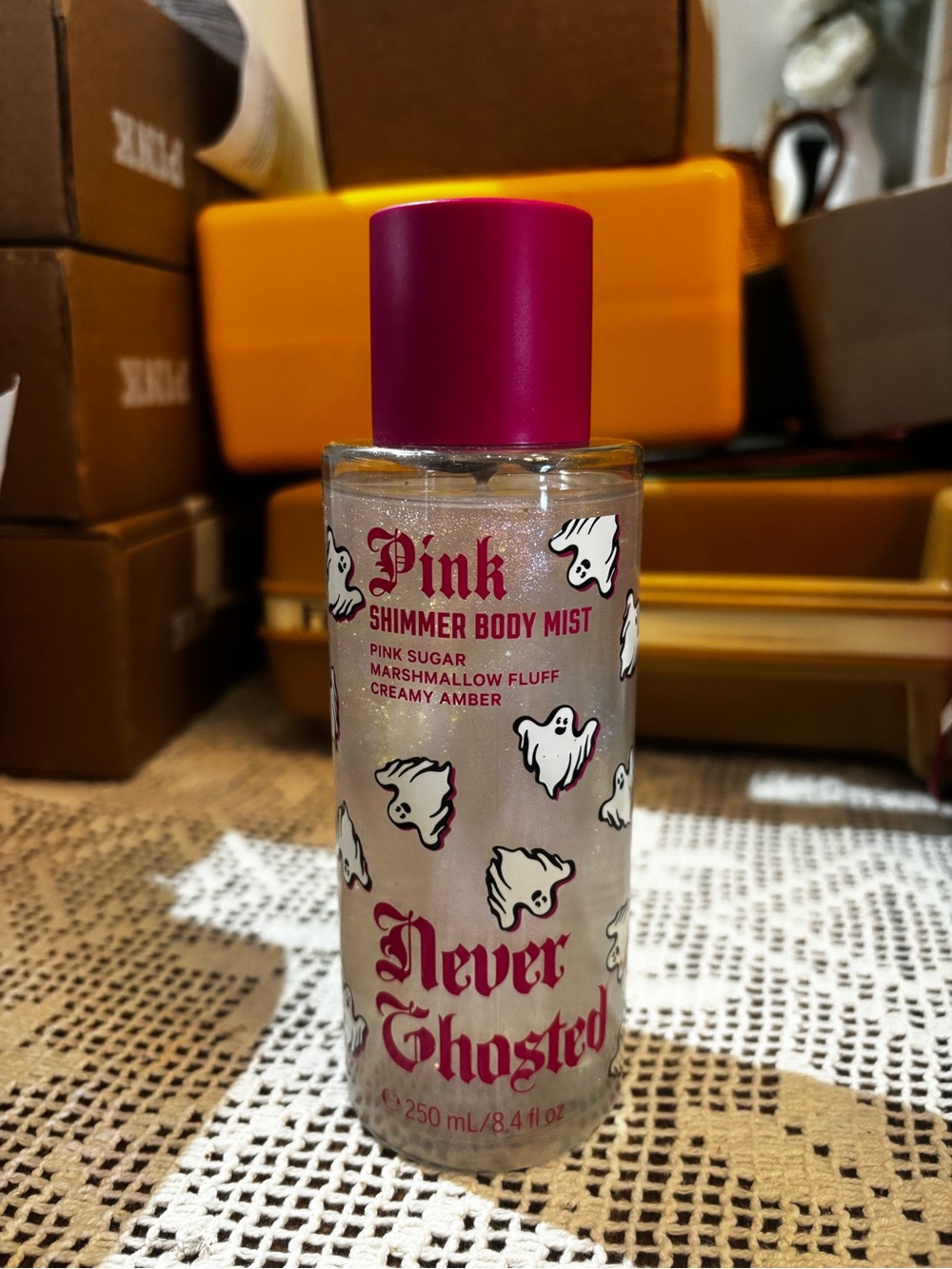 (Inventory 64) PINK Victoria's Secret Never Ghosted— White Ghosts & Pink Cap